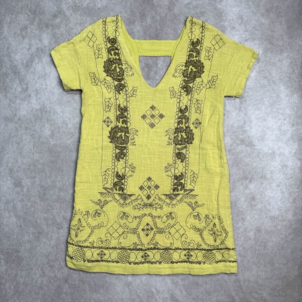 Free People Shift Tunic Dress Hippie Boho Y2K Small Green Lined